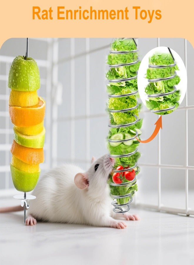 aeloer 2pcs Rat Enrichment Foraging Toys, 304 Stainless Steel Pet Rats Fruit Vegetable Holder, Hanging Slow Feeder Mice Feeder, Fancy Mice Cage Accessories Puzzle Toy for Hamster Rodents Bird Parakeet - Image 2